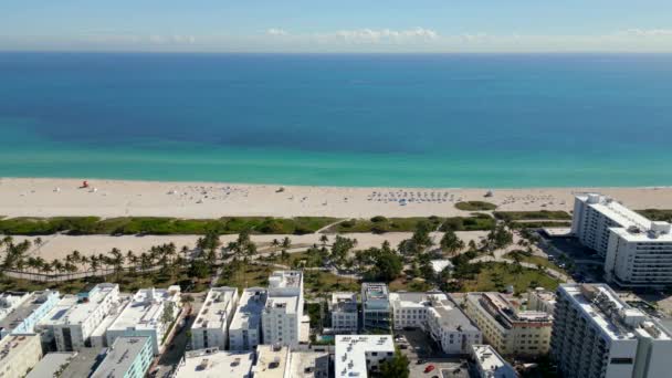 Aerial Side View Miami South Beach — Stok video