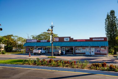 Davie, FL, USA - January 12, 2023: Historic shopping plaza on Davie Road