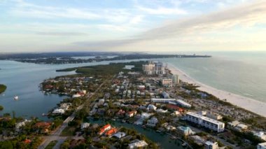 Aerial video sunset at Lido Key Beach Sarasota Florida USA