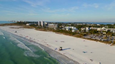 Aerial scene Lido Beach Florida Sarasota lifeguard tower