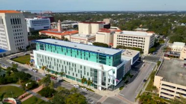 Aerial drone video Sarasota police building