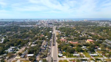 Aerial approach Downtown sarasota FL USA