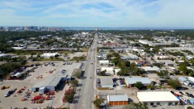 Aerial video industrial warehouse district 12th Street Sarasota Florida