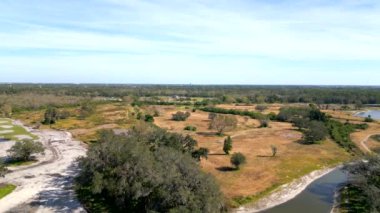 Aerial video old closed abandoned golf course