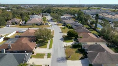 Aerial video residential neighborhood homes Sarasota FL USA