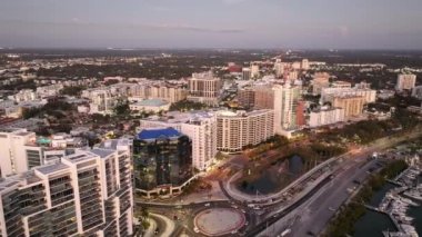 Aerial video bayfront Sarasota FL 4k