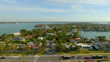 Aerial video luxury homes Bird Key Sarasota Florida USA