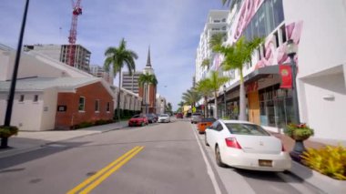 Driving tour historic Downtown Sarasota Florida USA