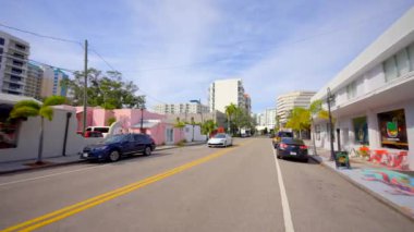 Motion video S Pineapple Avenue towards Downtown Sarasota Florida USA