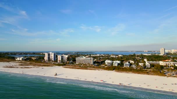 Aerial Panning Video Lido Key Beach Sarasota Florida Usa — Αρχείο Βίντεο