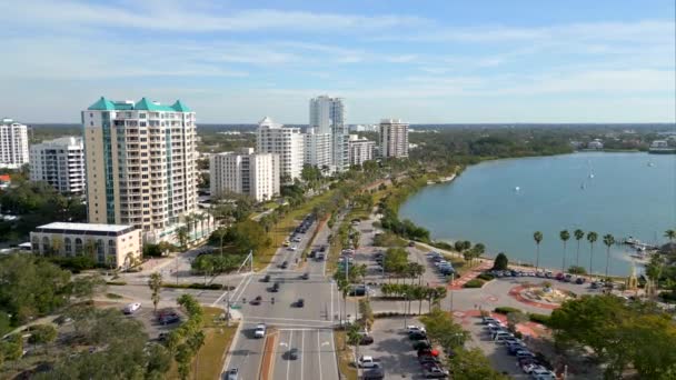 Aerial Video Condominiums Gulfstream Avenue Sarasota Florida Usa — Video