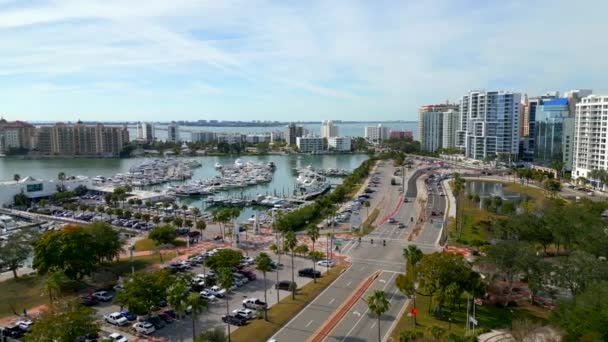 Aerial Sweeping Panorama Sarasota Florida Usa — Stok video