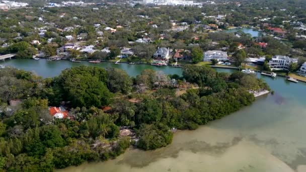 Aerial Drone Tour Marie Selby Botanical Gardens Sarasota Florida — Video Stock