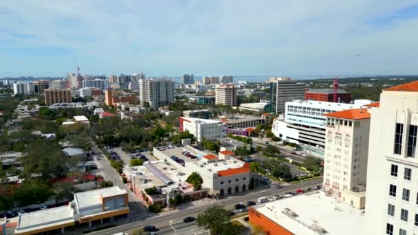 Aerial Tour Downtown Sarasota Florida Destination — 图库视频影像