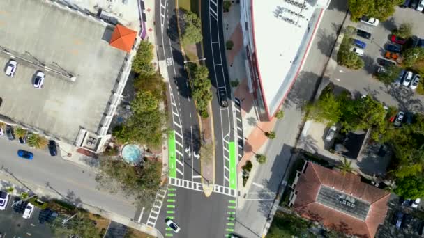 Green Painted Bike Lanes Ringling Blvd Sarasota Usa — Stockvideo