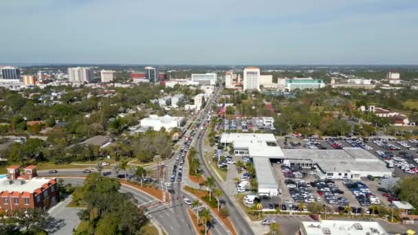 Aerial Footage Washington Blvd Sarasota Florida City Scene — Stockvideo
