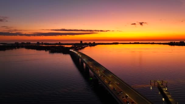 Beautiful Florida Sarasota Gulf Coast Sunset Aerial Drone Video — Αρχείο Βίντεο