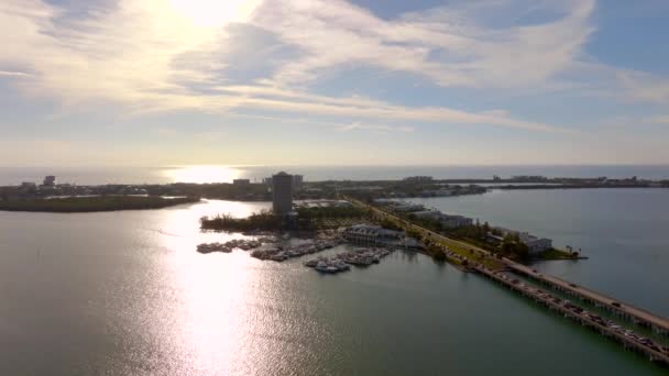 Воздушный Заход Над Лидо Бич Сарасота Флорида — стоковое видео