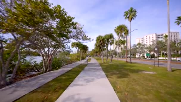Езда Велосипеде Сарасота Флорида Съёмки Движения — стоковое видео