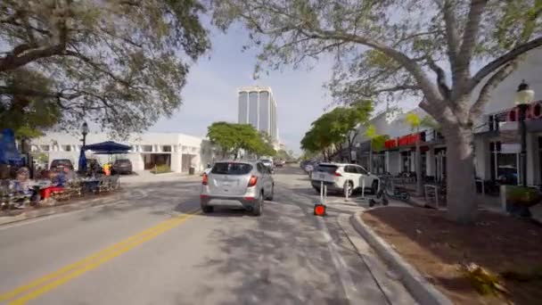 Restaurants Shops Main Street Sarasota Florida Usa — Video