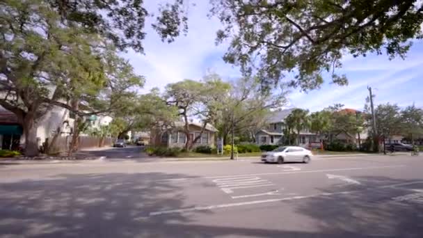 Historic Homes Converted Businesses Sarasota Florida Gimbal Stabilized Motion Video — Stockvideo