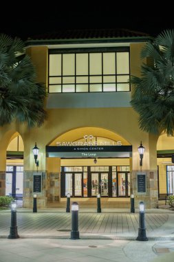 Sunrise, FL, USA - January 23, 2023: Night photo Sawgrass Mills Mall a Simon Center