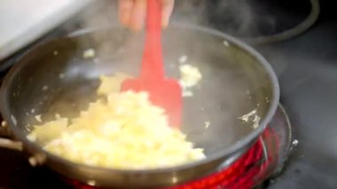 Unscrambling eggs. 4k reverse timelapse video clip