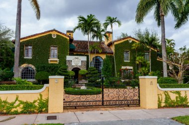 Coral Gables, FL, USA - January 28, 2023: Photo of a historic landmark home in Coral Gables Granada area