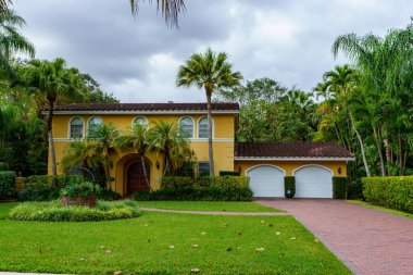 Coral Gables, FL, USA - January 28, 2023: Photo of a historic landmark home in Coral Gables Granada area
