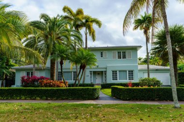 Coral Gables, FL, USA - January 28, 2023: Photo of a historic landmark home in Coral Gables Granada area