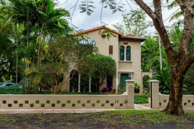 Coral Gables, FL, USA - January 28, 2023: Photo of a historic landmark home in Coral Gables Granada area