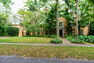 Coral Gables, FL, USA - January 28, 2023: Photo of a historic landmark home in Coral Gables Granada area