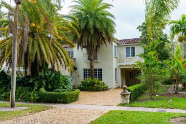 Coral Gables, FL, USA - January 28, 2023: Photo of a historic landmark home in Coral Gables Granada area