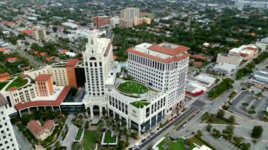 Aerial orbit Loews Hotel and The Plaza Coral Gables circa 2023