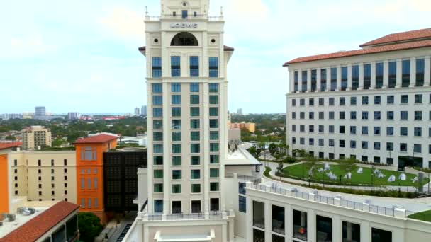 Aerial Sweeping Video Loews Plaza Coral Gables Miami — Stockvideo