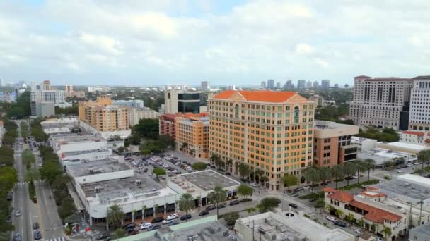 Luchtfoto Downtown Coral Gables Historische Wijk Miami — Stockvideo