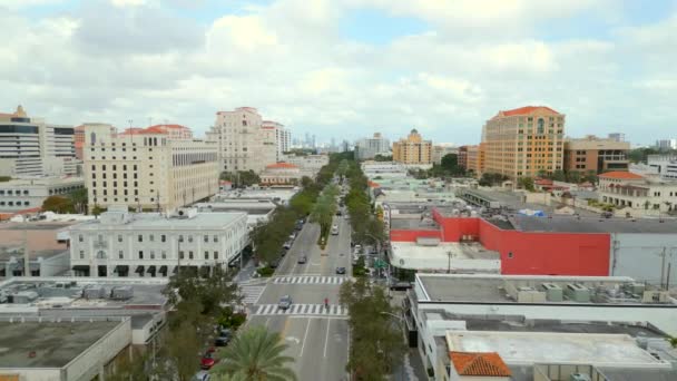 Aerial Drone Flyover Miracle Mile Shops Miami — Stockvideo