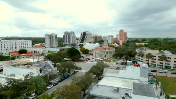 Aerial Miami Merrick Park Historic City Hall Building — Stockvideo