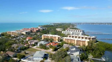 Turtle Beach and Turtle Bay Siesta Key FL Sarasota aerial stock drone video