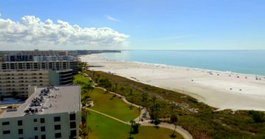 5k drone video Sarasota and Crescent Beach Florida on the gulf coast aerial destination pov