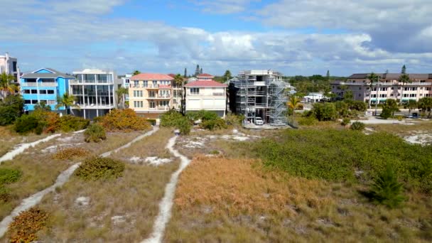 Luxury Beachfront Home Construction Siesta Key Sarasota Aerial Inspection Video — Vídeo de stock