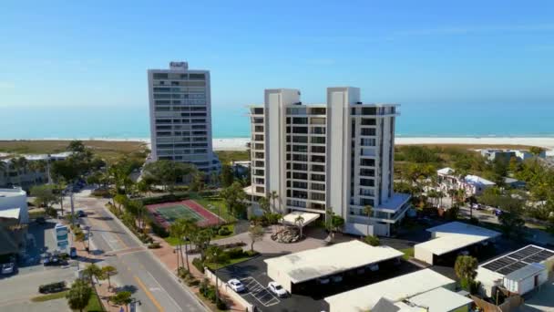 Video Aéreo Terraza Este Playa Terraza Condominios Siesta Key Sarasota — Vídeos de Stock