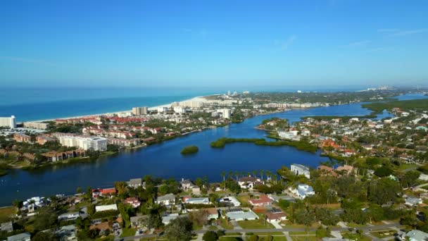 Aerial Drone Approach Siesta Key Sarasota Beach Usa 24P Stock — Vídeo de stock