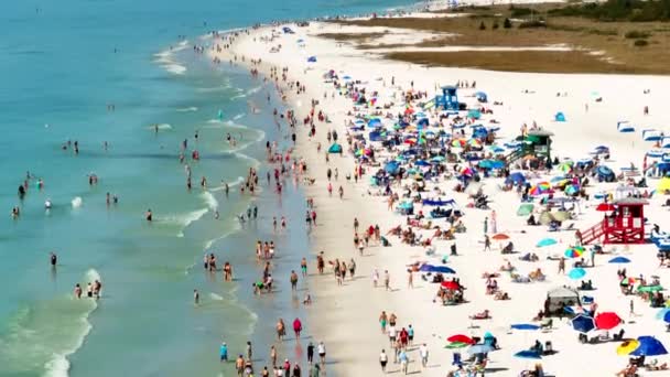 Lento Empurrar Vídeo Sarasota Praia Turística Multidão Siesta Chave — Vídeo de Stock