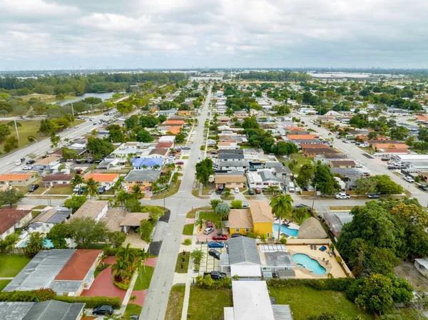 Aerial Photo Residential Neighborhood Houses Hialeah Miami Usa — Stock Photo, Image