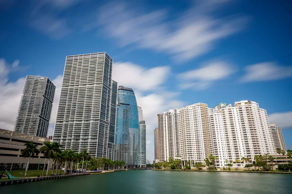 stock image miami skyline with skyscrapers and sky