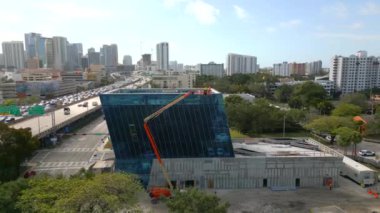 Aerial video of the new Make a Wish Building Overtown Miami 4k
