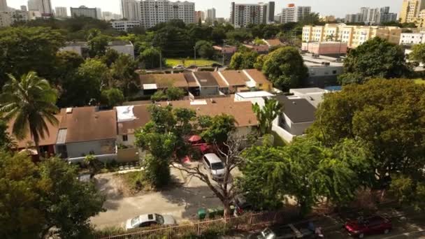 Casas Adosadas Conectadas Por Video Aéreo Overtown Miami — Vídeo de stock