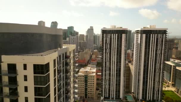 Aerial Stock Footage Downtown Miami Drone Video Highrise Buildings City — Vídeos de Stock