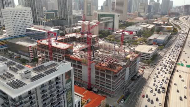 Block Construction Site Circa February 2023 Aerial Drone Video Miami — ストック動画